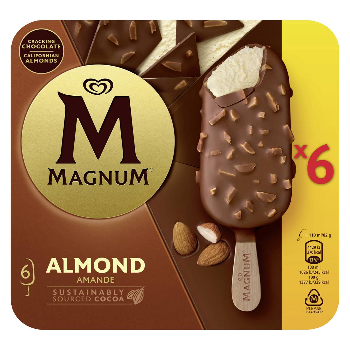Magnum Ice Cream Almond 6 Pcs