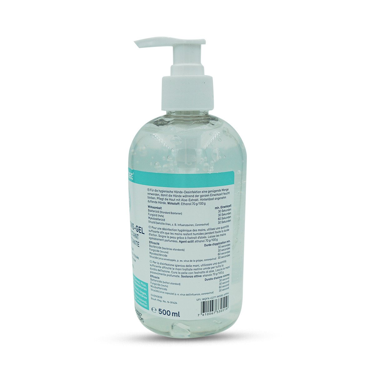 Hand disinfectant gel with pump