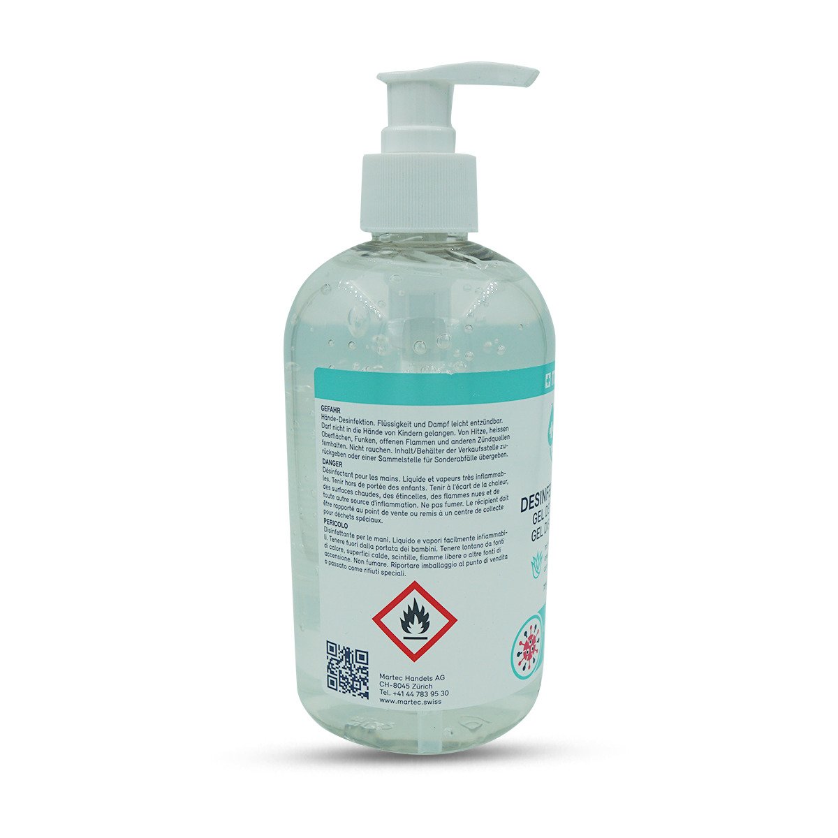 Hand disinfectant gel with pump