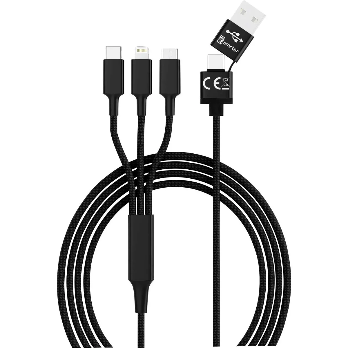 Smrter USB-Ladekabel USB 2.0 USB-A Stecker, USB-C® Stecker, Apple Lightning Stecker, USB-Micro-B Stecker 1.20 m Black