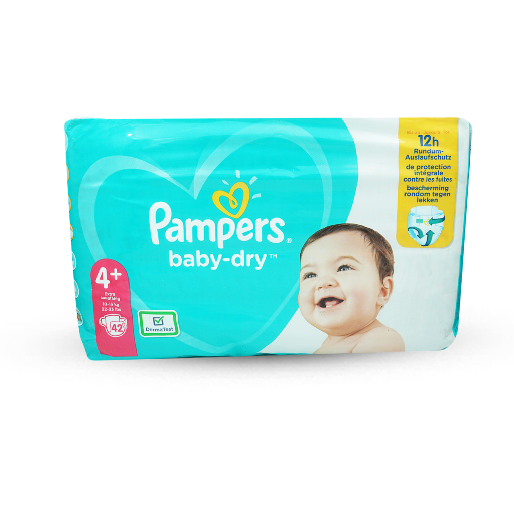 Pampers Diapers Baby Dry Plus size 4+, 10-15kg, Pcs. 8001841497167